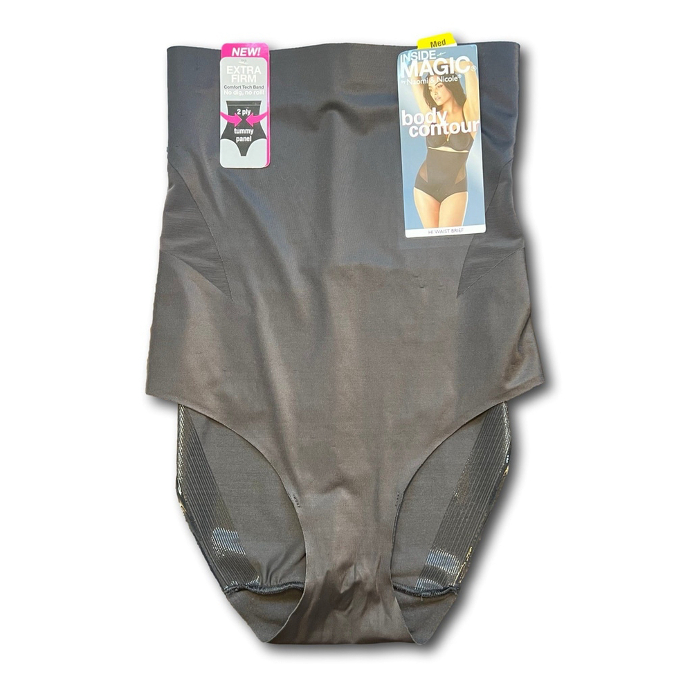 Naomi & Nicole Body Shaper Shapewear Black Women's Size Medium 2ply Tummy Panel